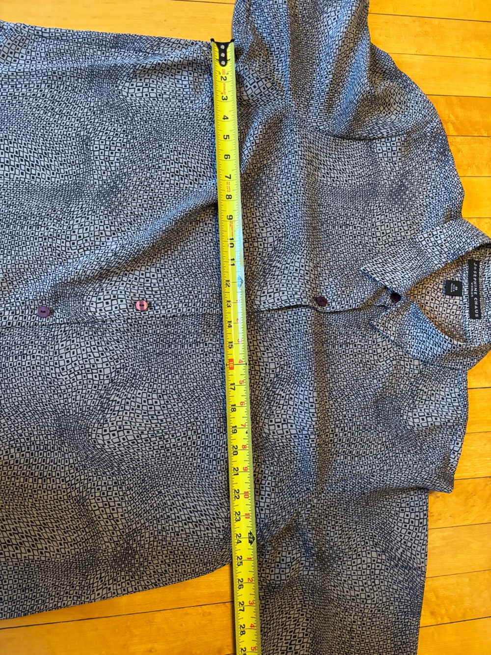 Vintage Wavy Geometric Diamond Pattern Button-Down Blouse | Women’s 20 Plus, XXL - Picture 12 of 16